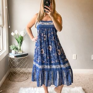 Spell Blue Floral Midi Dress